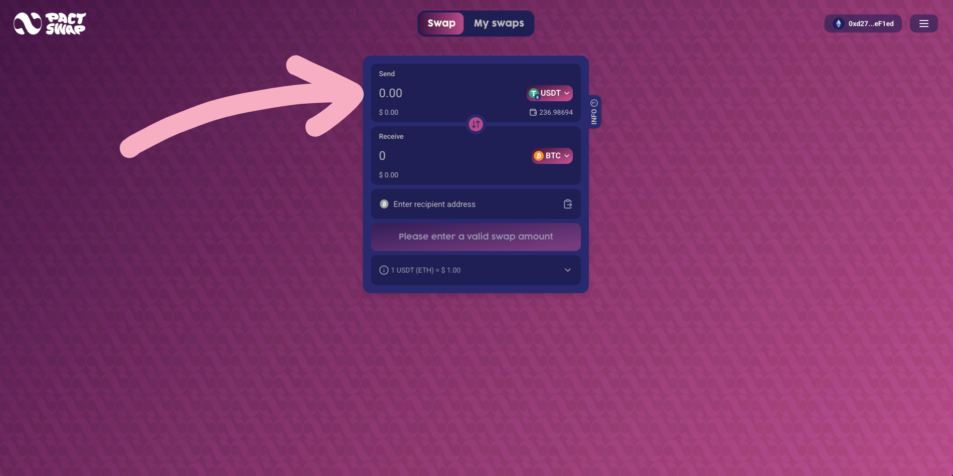 Enter swap amount